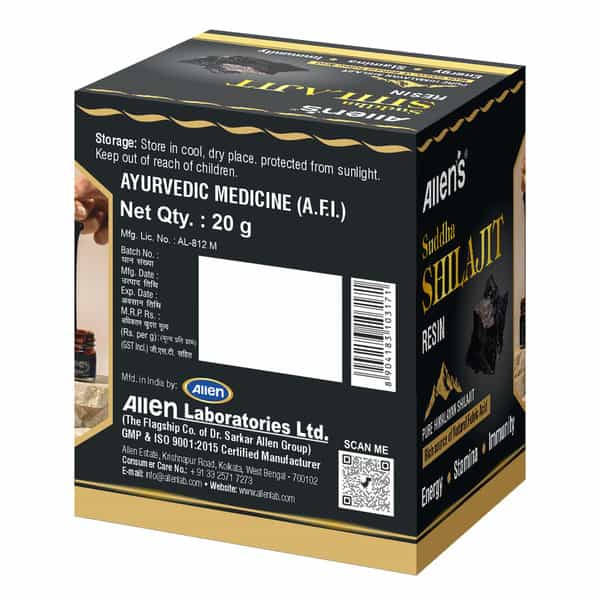 Allen's Suddha Shilajit Resin 20G | 250Mg/Serving | For Energy | Endurance & Vitality | 80 Servings