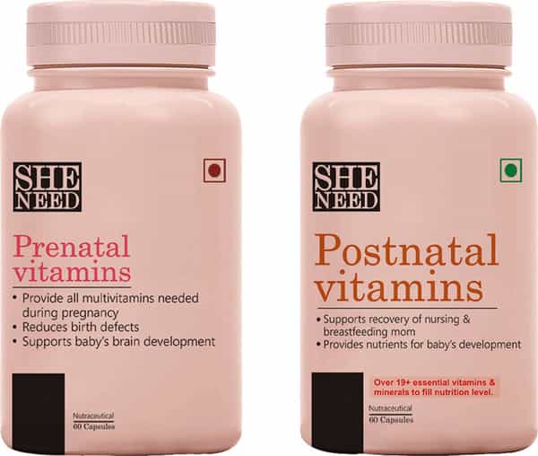 Sheneed Prenatal & Postnatal Vitamins Pregnancy & Post Pregnancy Supplement- 60 Capsules (Pack Of 2)