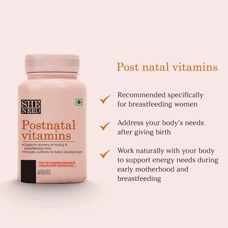 Sheneed Prenatal & Postnatal Vitamins Pregnancy & Post Pregnancy Supplement- 60 Capsules (Pack Of 2)