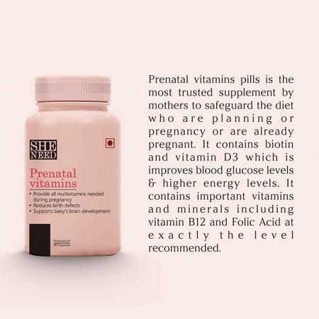 Sheneed Prenatal & Postnatal Vitamins Pregnancy & Post Pregnancy Supplement- 60 Capsules (Pack Of 2)