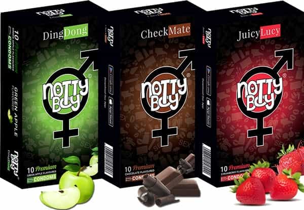 Nottyboy Multi Flavoured Pack Strawberry | Chocolate And Green Apple Condoms (3X10s) 30