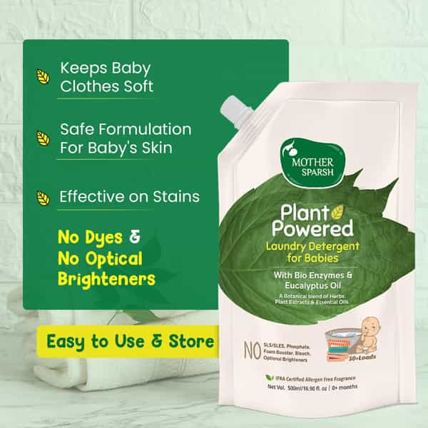 Mother Sparsh Baby Laundry Liquid Detergentrefill Pack (500Ml)