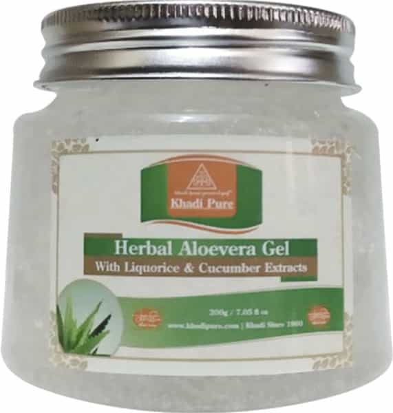 Khadi Pure Herbal Aloevera Gel With Liquorice & Cucumber Extracts (Transparant) - 200G