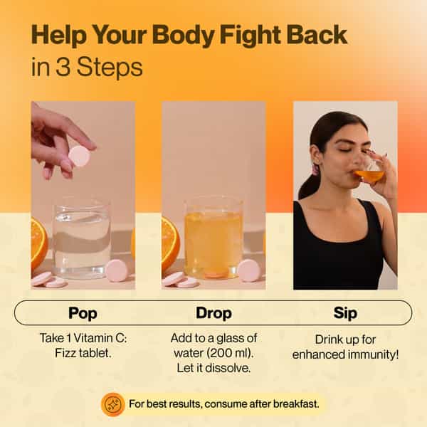 Setu Vitamin C Fizz 15 Effervescent Tablets | For Women & Men | (Orange)
