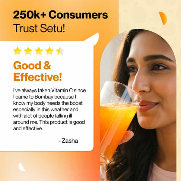 Setu Vitamin C Fizz 15 Effervescent Tablets | For Women & Men | (Orange)