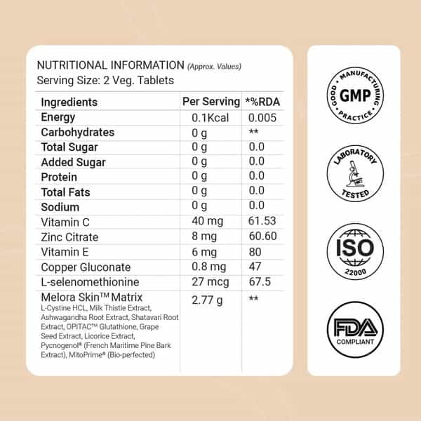 Melora Skin Melasma Tablets | Oral Supplement For Pigmentation & Dark Spots - 30N