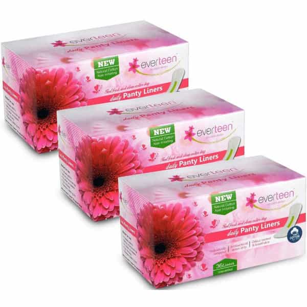 Everteen Daily Panty Liners With Antibacterial Strip|Light Discharge & Leakage - 3 Packs, 36Pcs Each
