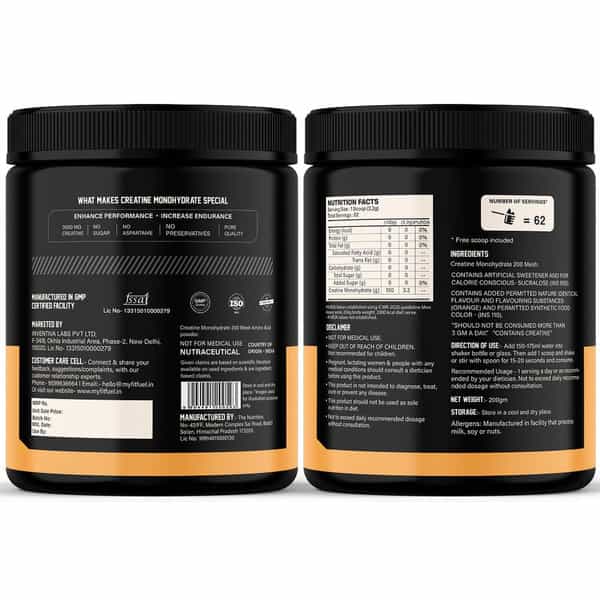 Myfitfuel Creatine Monohydrate 200 Mesh (0.44 Lbs) 200 Gm Orange