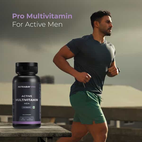 Nutrabay Pro Active Multivitamin For Men - 25 Vitamins & Minerals - 30 Veg Multivitamin Tablet