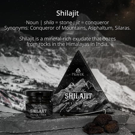 Pravek Shuddha Shilajit/Shilajeet Resin Form | 250mg - 500 Mg Per Serving | 20g