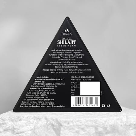 Pravek Shuddha Shilajit/Shilajeet Resin Form | 250mg - 500 Mg Per Serving | 20g