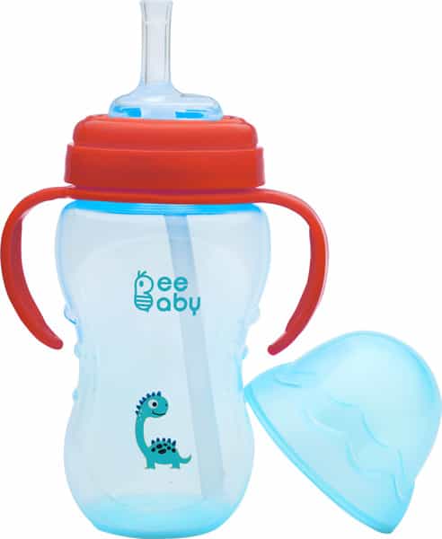 Beebaby No-Spill Flex Straw Sippy/Sipper Cup 240Ml. 8Oz. With Handle. (Blue)