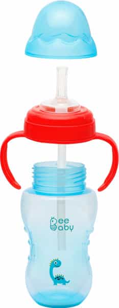 Beebaby No-Spill Flex Straw Sippy/Sipper Cup 240Ml. 8Oz. With Handle. (Blue)