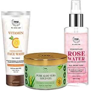 Tnw The Natural Wash Vitamin C Face Wash | Pure Aloe Vera Gold Gel And Rose Water Pack Of 3