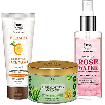 Tnw-The Natural Wash Vitamin C Face Wash | Pure Aloe Vera Gold Gel And Rose Water Pack Of 3