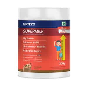 Gritzo Supermilk Growth+ (formerly Height+) (13+y Boys) | 13g Protein Powder (cafe Mocha | 200g)
