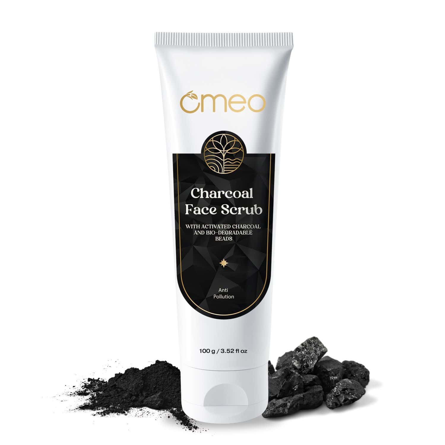 Omeo Charcoal Anti Pollution Face Scrub For Oily To Normal Skin | With Activated Charcoal - 100g