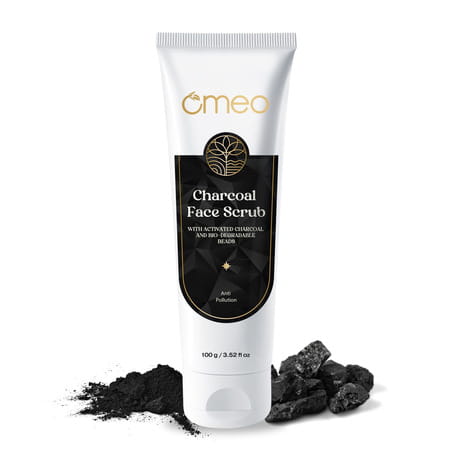 Omeo Charcoal Anti Pollution Face Scrub For Oily To Normal Skin | With Activated Charcoal - 100g