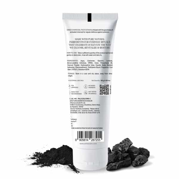 Omeo Charcoal Anti Pollution Face Scrub For Oily To Normal Skin | With Activated Charcoal - 100G