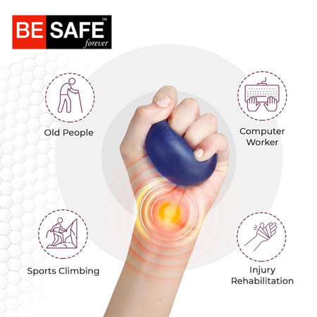 Besafe Forever Physiotherapy Hand Gel Exercise Ball Stress Relief Squeeze Balls (Blue)