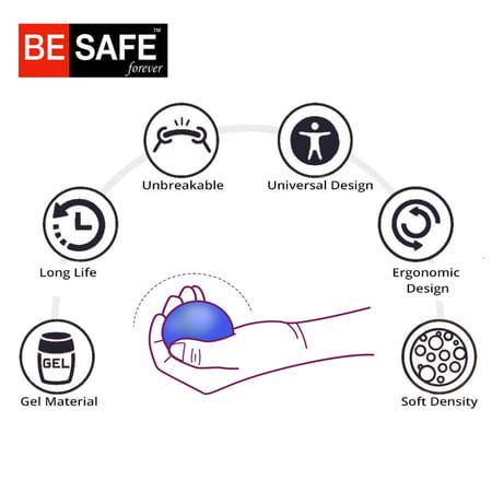 Besafe Forever Physiotherapy Hand Gel Exercise Ball Stress Relief Squeeze Balls (Blue)