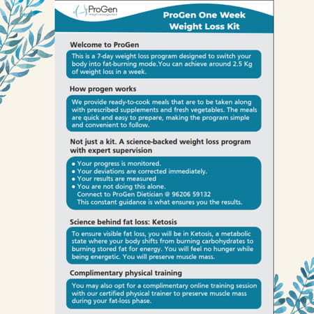 Progen One Week Weight Loss Kit [Complete Meal Package That Helps You Lose 3 Kg In A Week] 1 Kit