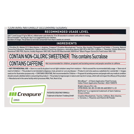 Muscleblaze Pre Workout Wrathx With Creapure ? | Nitroblaze & Bioperine (Cola Frost | 340 G)