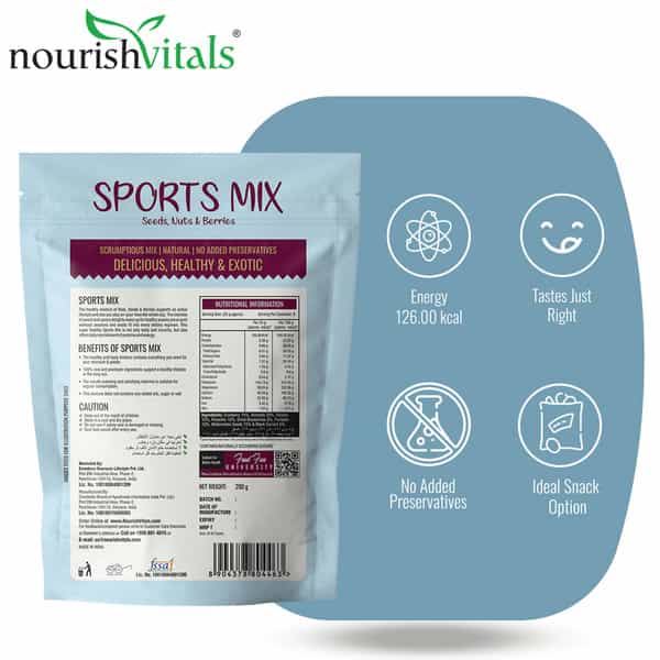 Nourishvitals Healthy Munching Combo Sports Mix Seeds Nuts+Mix Berries Scrumptious Mix (200Gm Each)