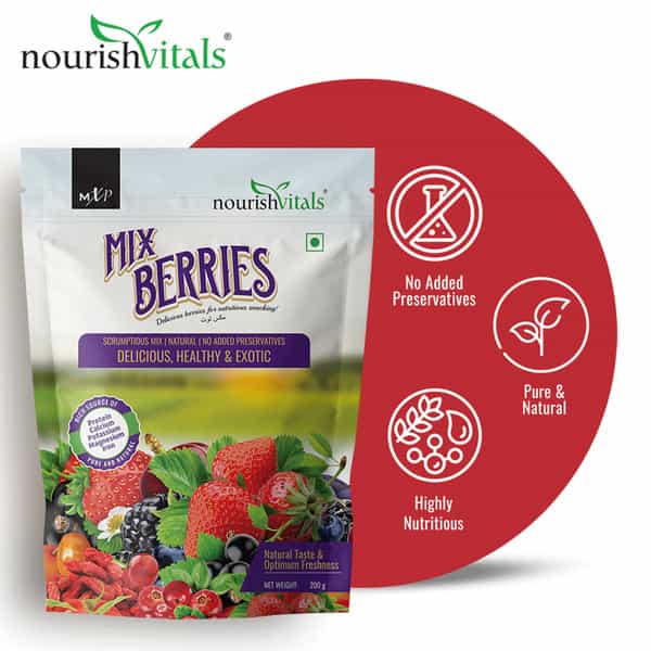 Nourishvitals Healthy Munching Combo Sports Mix Seeds Nuts+Mix Berries Scrumptious Mix (200Gm Each)