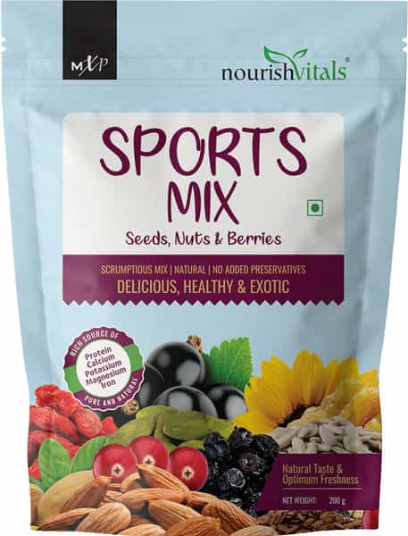 Nourishvitals Healthy Munching Combo Sports Mix Seeds Nuts+Mix Berries Scrumptious Mix (200Gm Each)