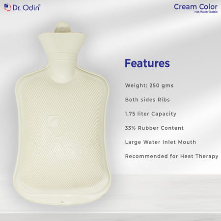 Dr. Odin Hot Water Bag (1.75 Litre) Non Electric Leakproof Hot Water Bottle For Body Pain (Cream)
