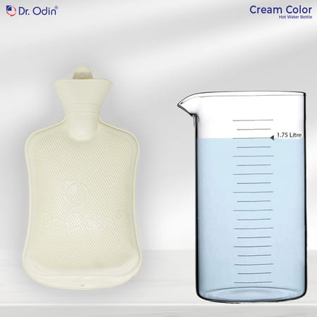Dr. Odin Hot Water Bag (1.75 Litre) Non Electric Leakproof Hot Water Bottle For Body Pain (Cream)