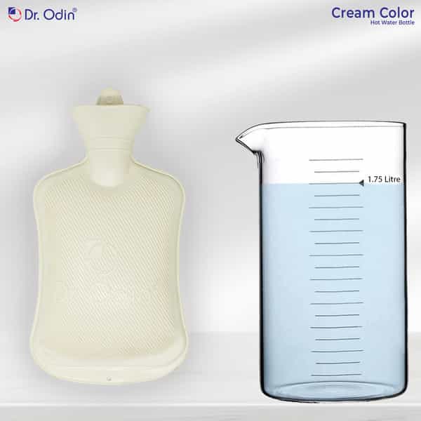 Dr. Odin Hot Water Bag (1.75 Litre) Non Electric Leakproof Hot Water Bottle For Body Pain (Cream)