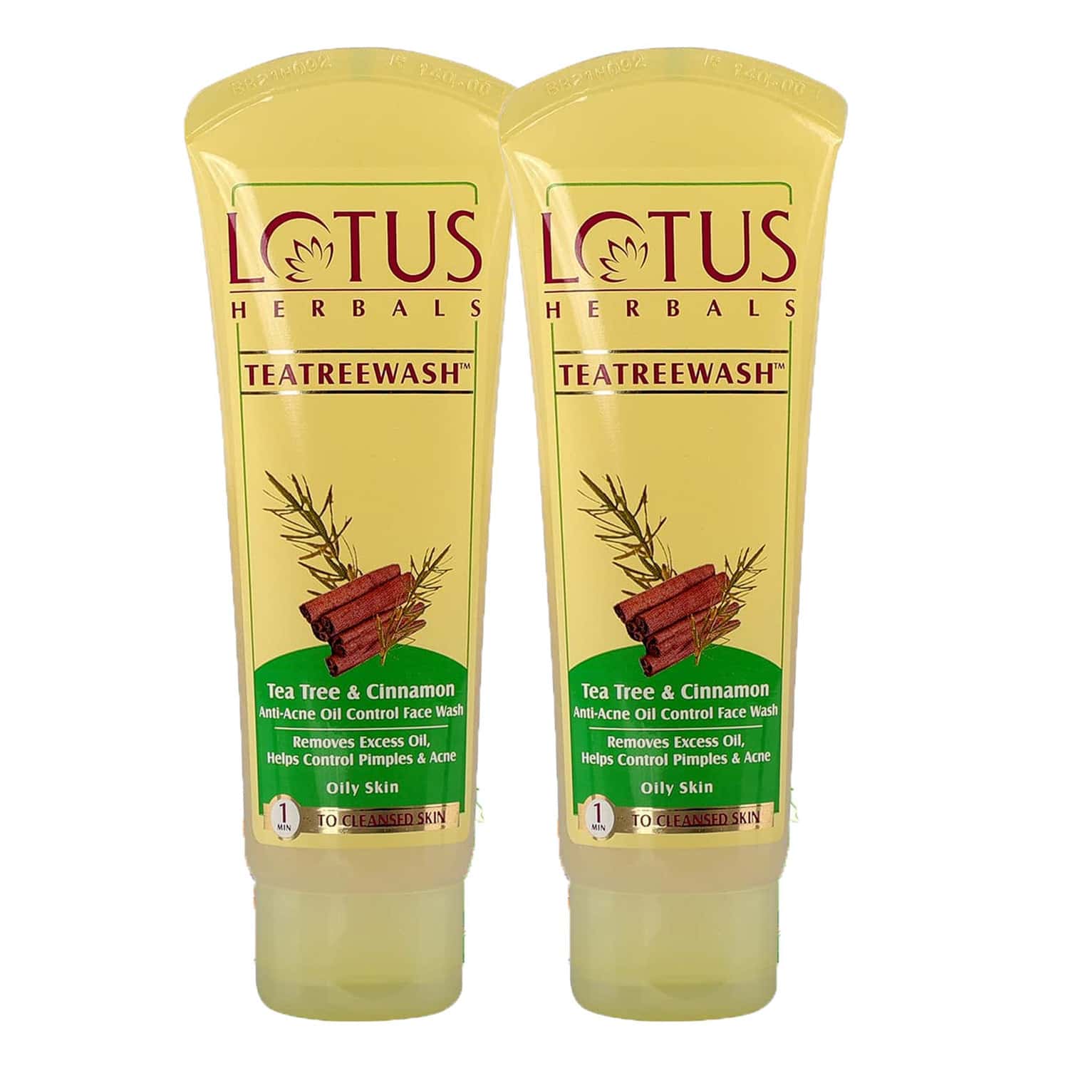 Lotus Herbals Teatreewash Tea Tree & Cinnamon Anti-acne Oil Control Face Wash 100g ( Pack Of 2 )