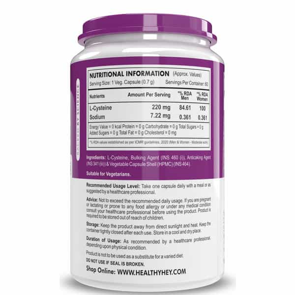 Healthyhey Nutrition L-Cysteine 60 Capsules