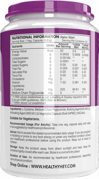 Healthyhey Nutrition L-Cysteine 60 Capsules