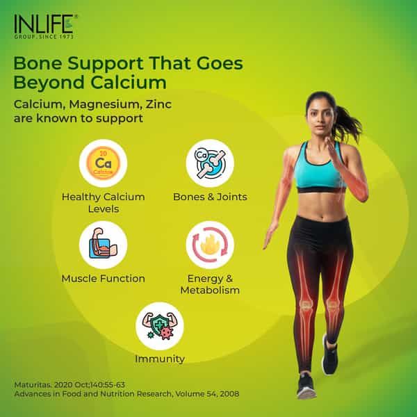 Inlife Calcium Magnesium Zinc With K2 Mk7 For Bone Health - 60 Tablets