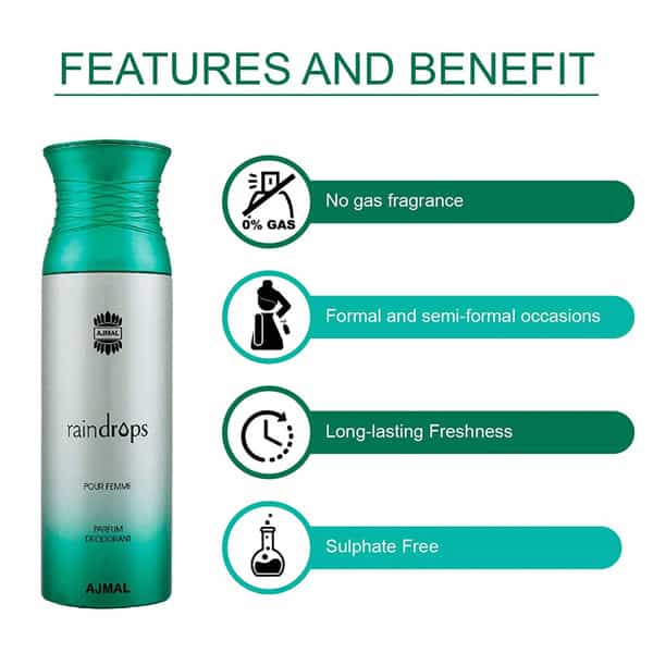 Ajmal 1 Distraction For Unisex 1 Raindrops For Women 1 Aurum For Women Deodorants Combo Pack Of 3
