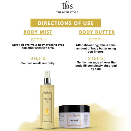 The Bath Store Vitamin E Combo (Body Butter 200gm + Body Lotion 190ml + Body Mist 200ml)