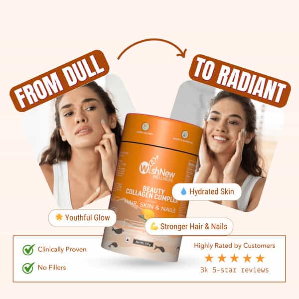 Wishnew Wellness Beauty Collagen Complex Radiant Hair, Skin&Nails 21 Sachets With Collagen Pack Of 2