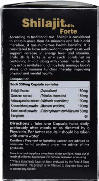 Herbal Hills Shilajit Forte Vitality Support 550Mg - 20 Capsules - (Pack Of 2)