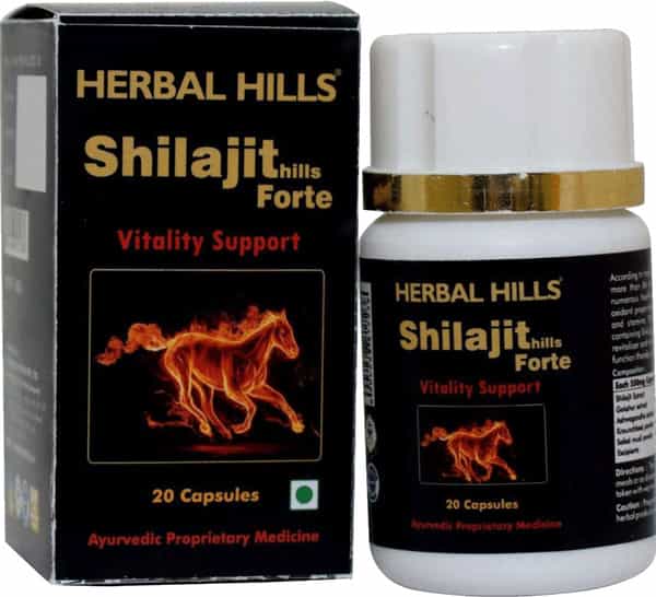 Herbal Hills Shilajit Forte Vitality Support 550Mg - 20 Capsules - (Pack Of 2)