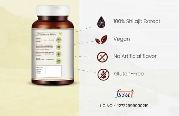 Vedikroots Shilajit 60 Capsules 450 Mg 100% Organic | For Metabolism Immunity And Sexual Wellness