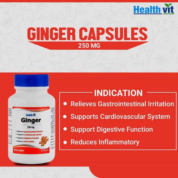 Healthvit Ginger Powder 250 Mg -60 Capsules
