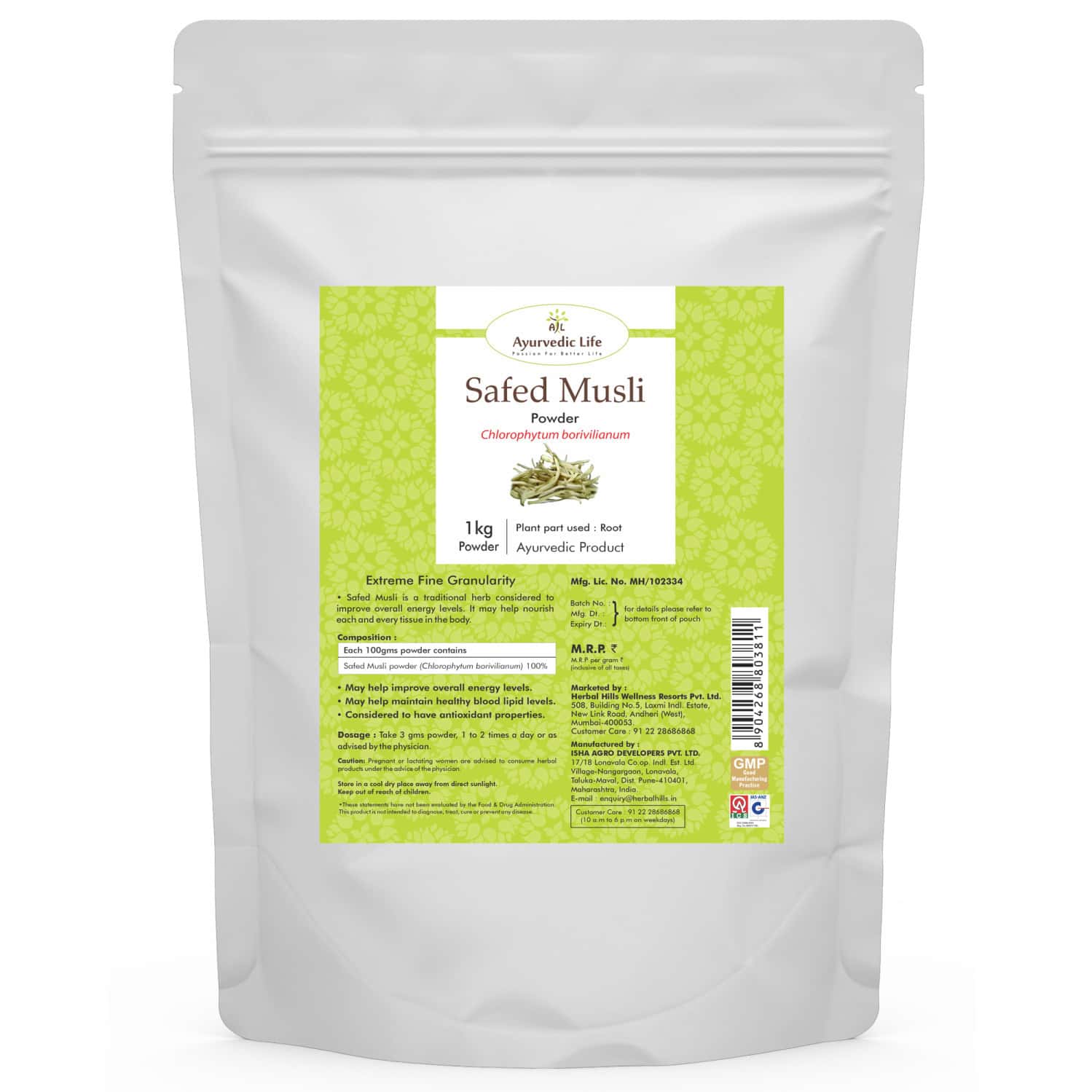 Ayurvedic Life Safed Musli Powder - 1 Kg (pack Of 2)