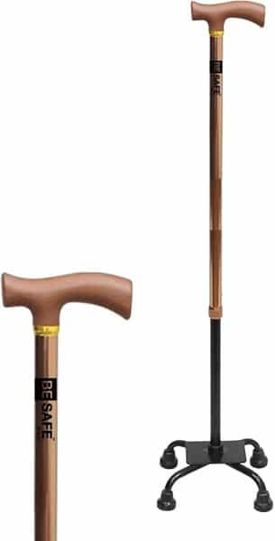 Besafe Forever Walking Stick 4 Leg For Patients | Adjustable | Aluminum | Bronze