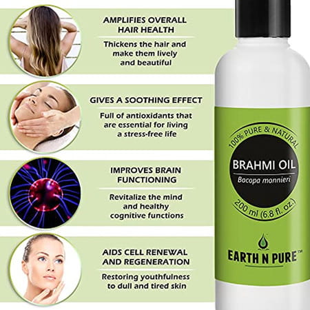 Earth N Pure Brahmi Oil 100% Natural Pure And Therapeutic Grade (200 Ml)
