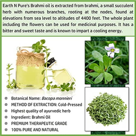 Earth N Pure Brahmi Oil 100% Natural Pure And Therapeutic Grade (200 Ml)