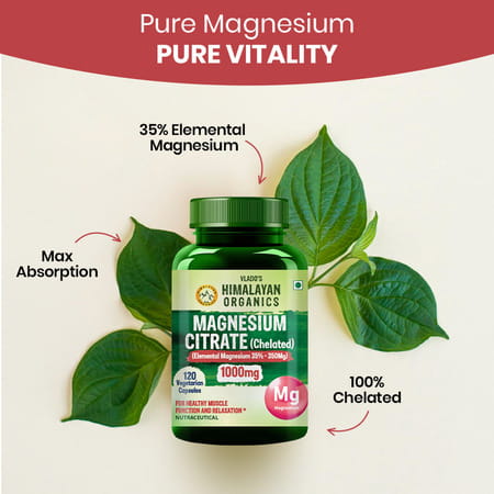 Vlado'S Himalayan Organics Magnesium Citrate (Chelated) 1000mg | 120 Veg Capsules