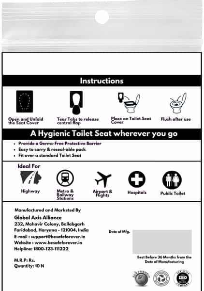 Besafe Forever Disposable Paper Toilet Seat Cover 50 Sheets Yellow